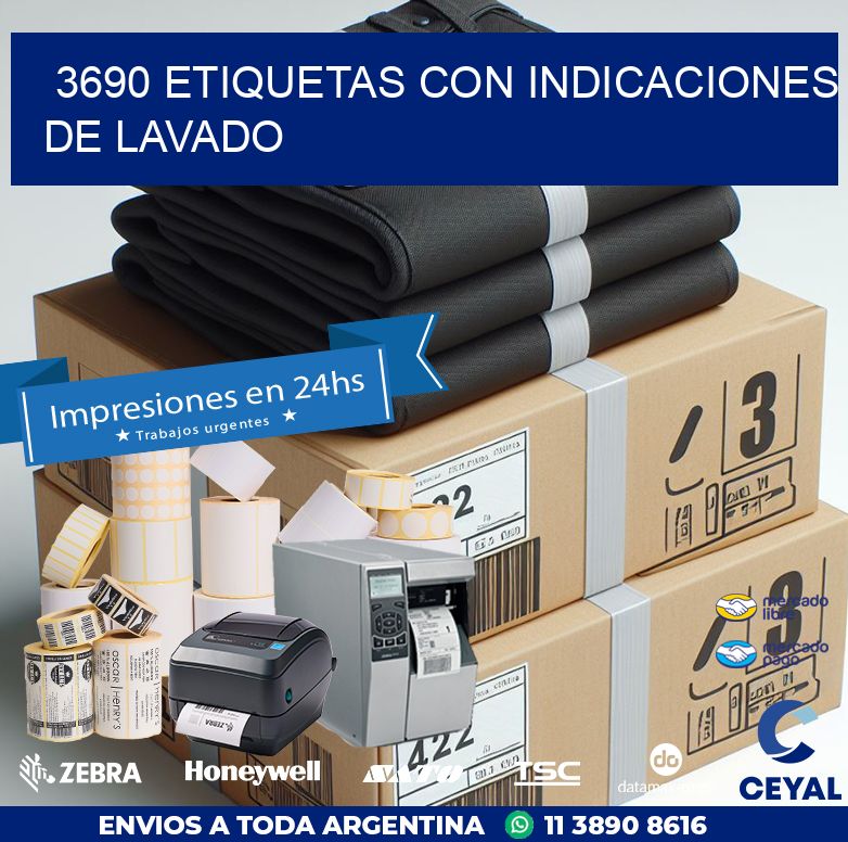 3690 ETIQUETAS CON INDICACIONES DE LAVADO