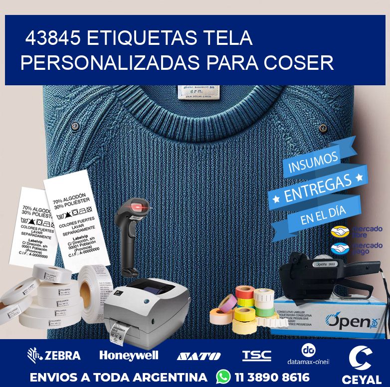 43845 ETIQUETAS TELA PERSONALIZADAS PARA COSER