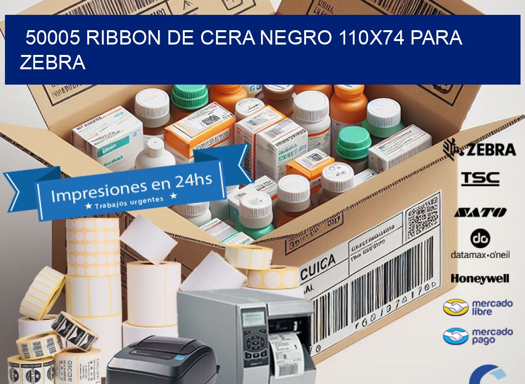 50005 RIBBON DE CERA NEGRO 110X74 PARA ZEBRA