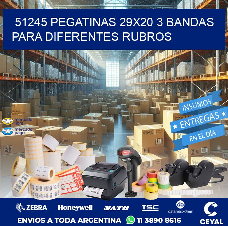 51245 PEGATINAS 29X20 3 BANDAS PARA DIFERENTES RUBROS