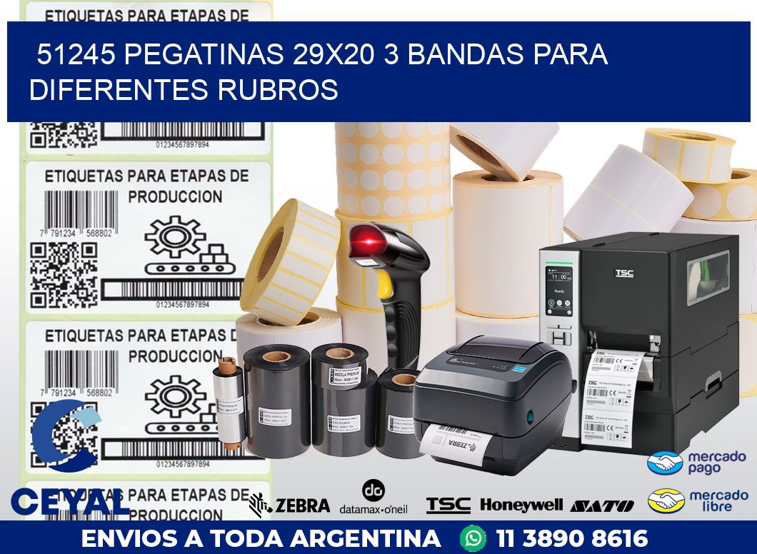 51245 PEGATINAS 29X20 3 BANDAS PARA DIFERENTES RUBROS