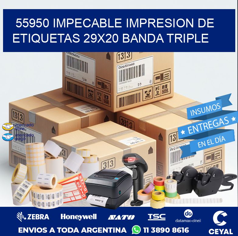 55950 IMPECABLE IMPRESION DE ETIQUETAS 29X20 BANDA TRIPLE