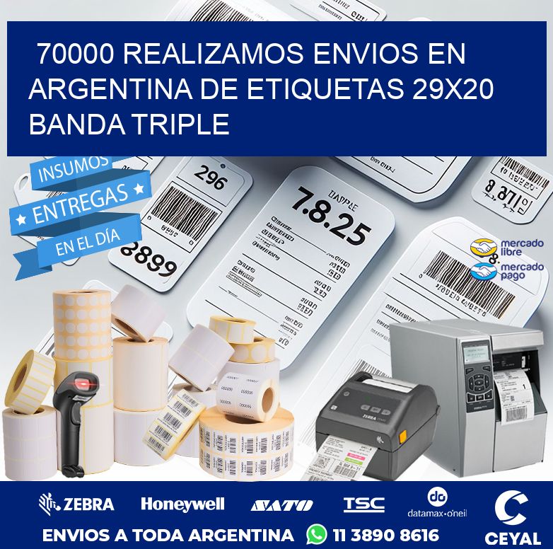 70000 REALIZAMOS ENVIOS EN ARGENTINA DE ETIQUETAS 29X20 BANDA TRIPLE