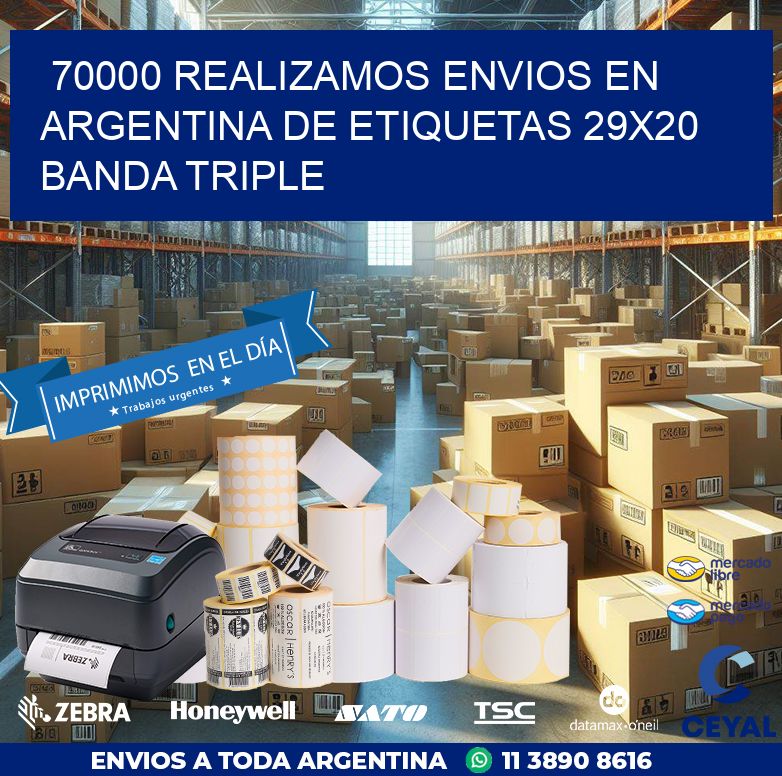 70000 REALIZAMOS ENVIOS EN ARGENTINA DE ETIQUETAS 29X20 BANDA TRIPLE