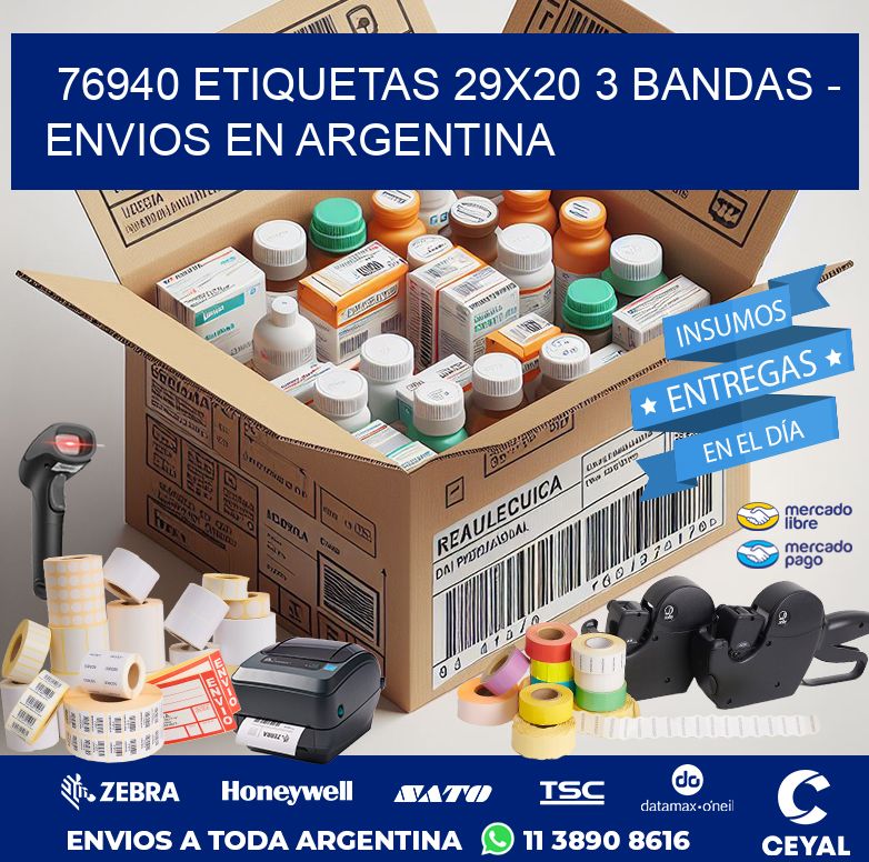 76940 ETIQUETAS 29X20 3 BANDAS - ENVIOS EN ARGENTINA