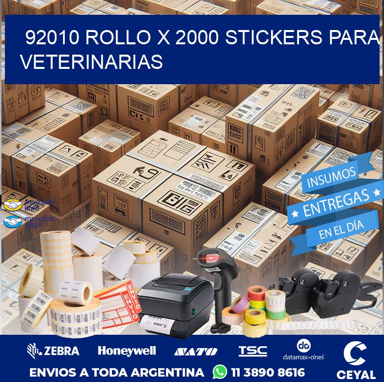 92010 ROLLO X 2000 STICKERS PARA VETERINARIAS