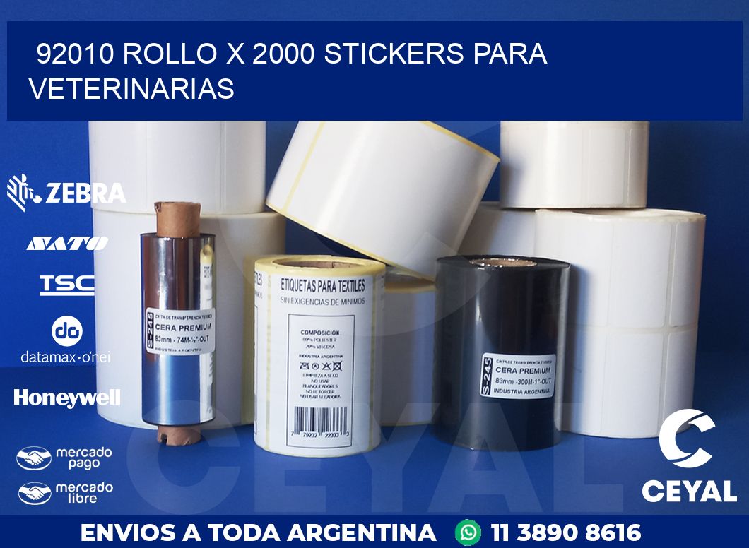 92010 ROLLO X 2000 STICKERS PARA VETERINARIAS