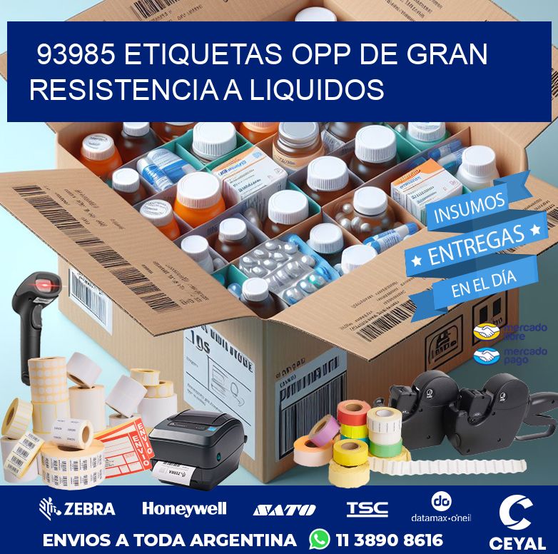 93985 ETIQUETAS OPP DE GRAN RESISTENCIA A LIQUIDOS