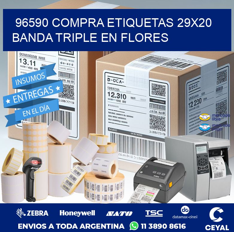 96590 COMPRA ETIQUETAS 29X20 BANDA TRIPLE EN FLORES