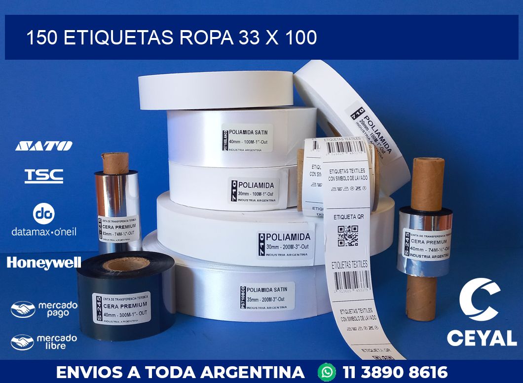 150 ETIQUETAS ROPA 33 x 100