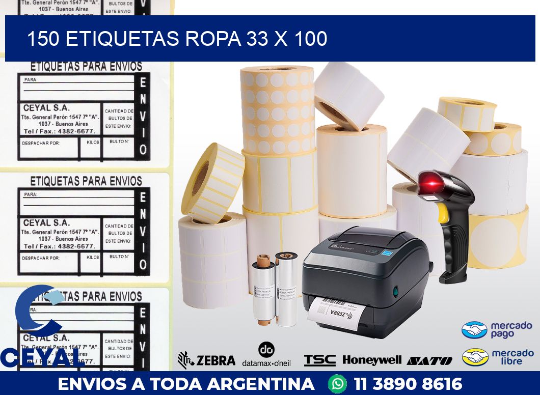 150 ETIQUETAS ROPA 33 x 100
