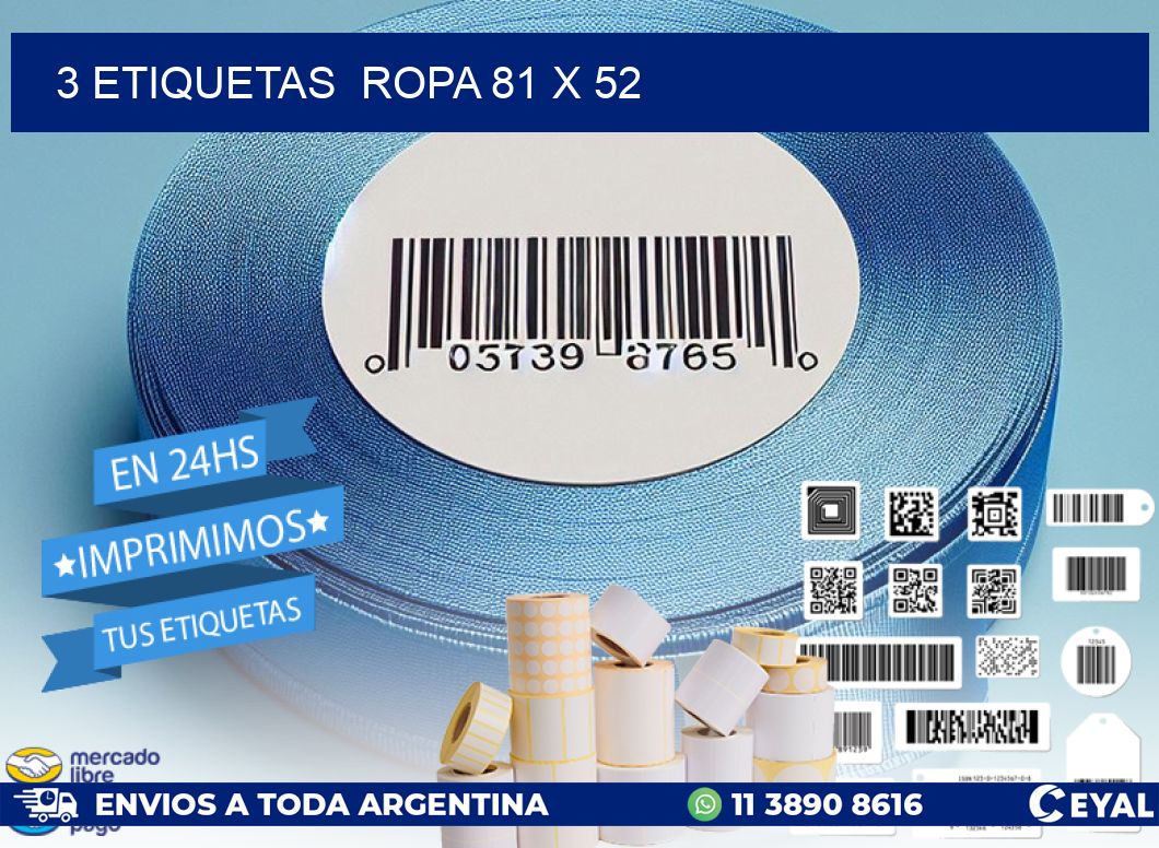 3 ETIQUETAS ROPA 81 x 52