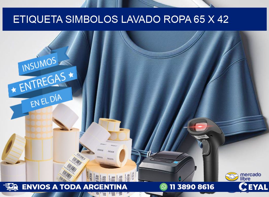 ETIQUETA SIMBOLOS LAVADO ROPA 65 x 42