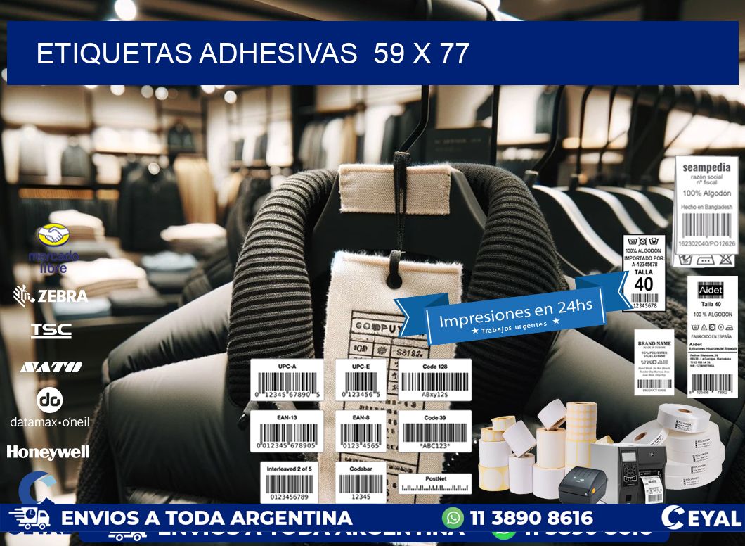 ETIQUETAS ADHESIVAS 59 x 77