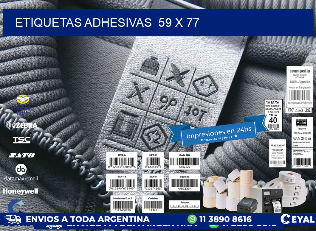 ETIQUETAS ADHESIVAS 59 x 77