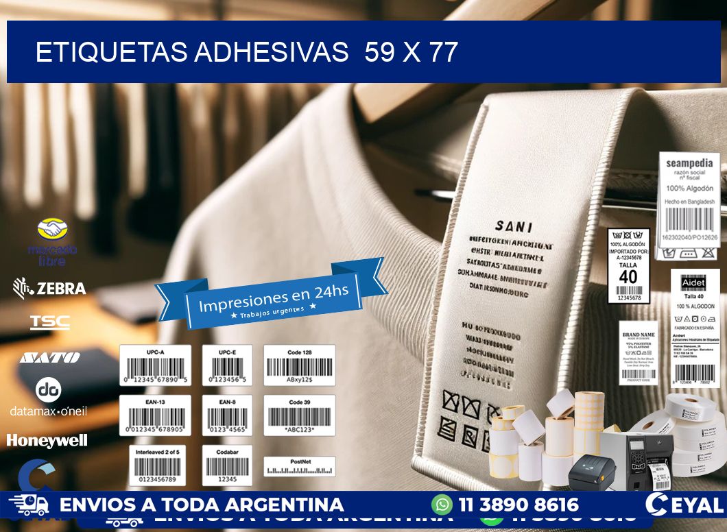 ETIQUETAS ADHESIVAS 59 x 77