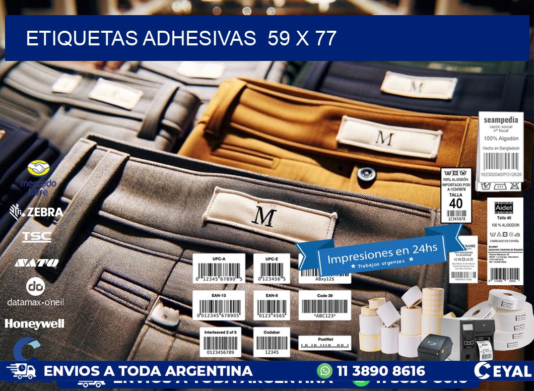 ETIQUETAS ADHESIVAS 59 x 77