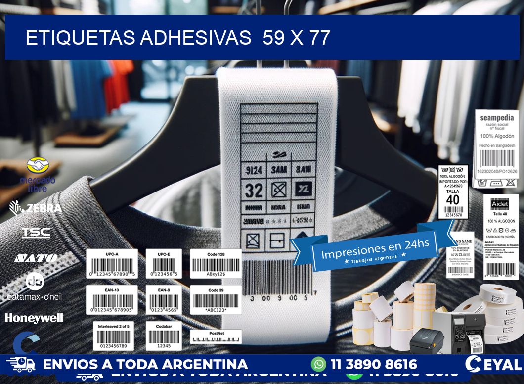 ETIQUETAS ADHESIVAS 59 x 77
