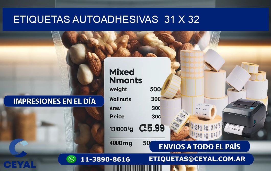 ETIQUETAS AUTOADHESIVAS 31 x 32