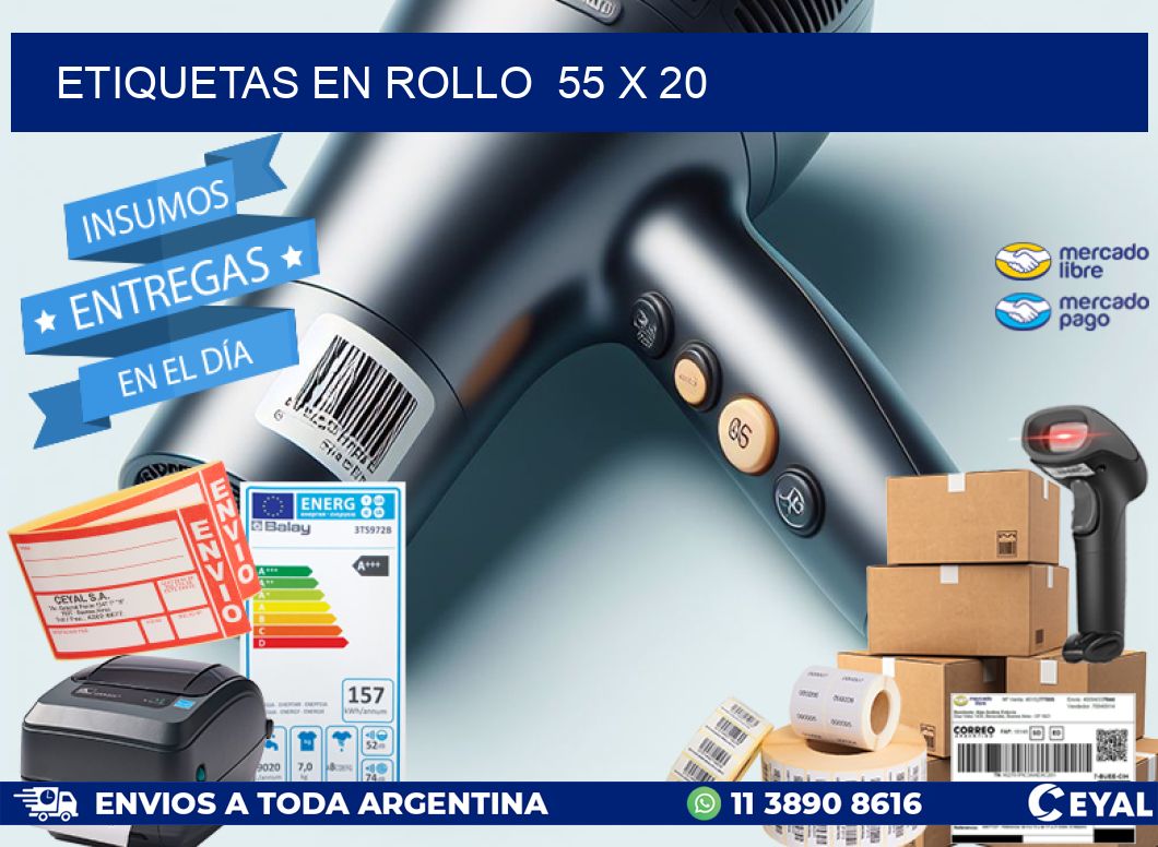 ETIQUETAS EN ROLLO 55 x 20