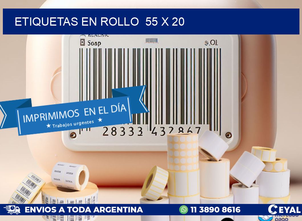 ETIQUETAS EN ROLLO 55 x 20