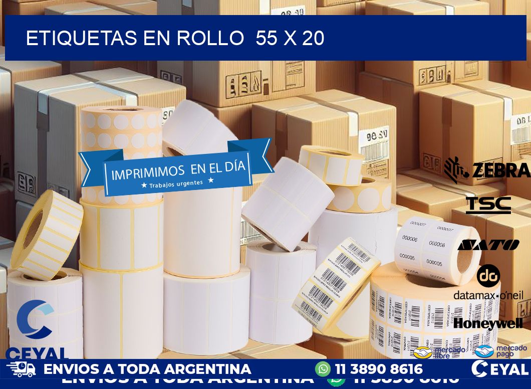 ETIQUETAS EN ROLLO 55 x 20