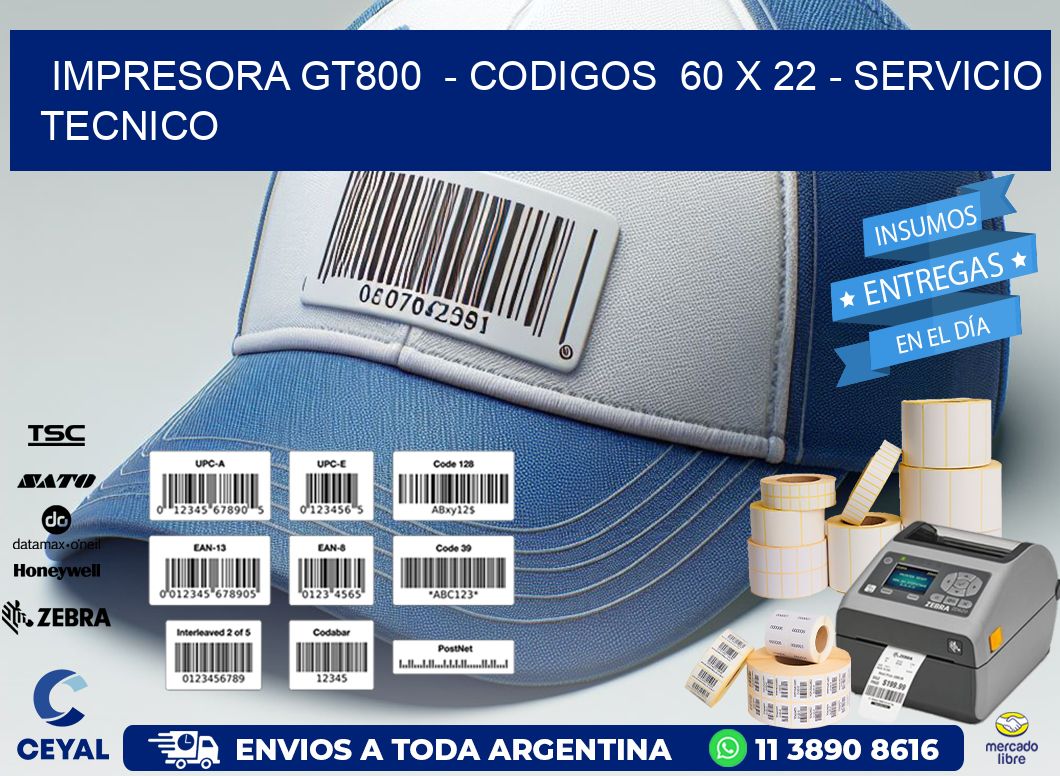 IMPRESORA GT800 - CODIGOS 60 x 22 - SERVICIO TECNICO