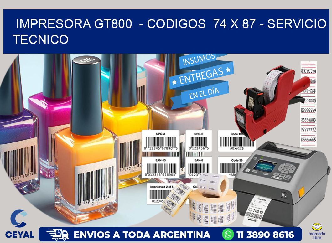 IMPRESORA GT800 - CODIGOS 74 x 87 - SERVICIO TECNICO
