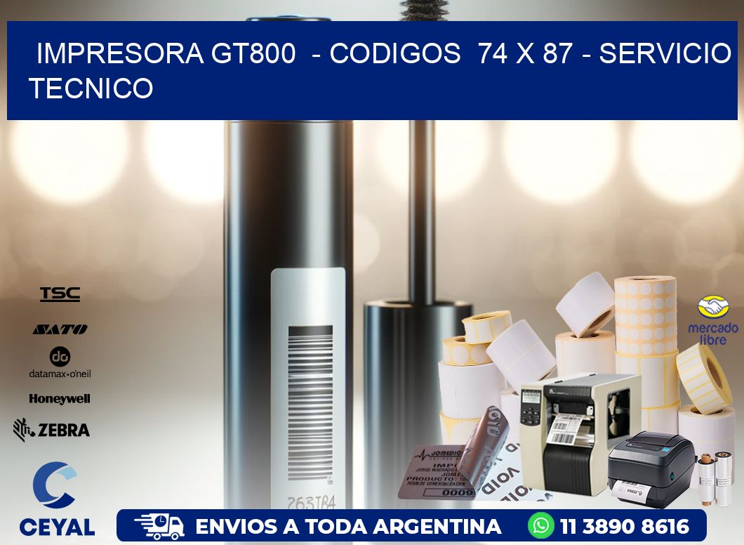 IMPRESORA GT800 - CODIGOS 74 x 87 - SERVICIO TECNICO