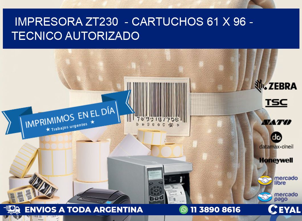 IMPRESORA ZT230 - CARTUCHOS 61 x 96 - TECNICO AUTORIZADO