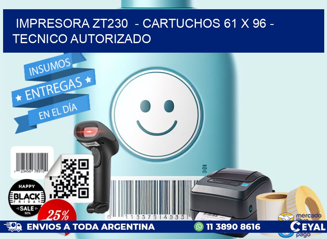IMPRESORA ZT230 - CARTUCHOS 61 x 96 - TECNICO AUTORIZADO