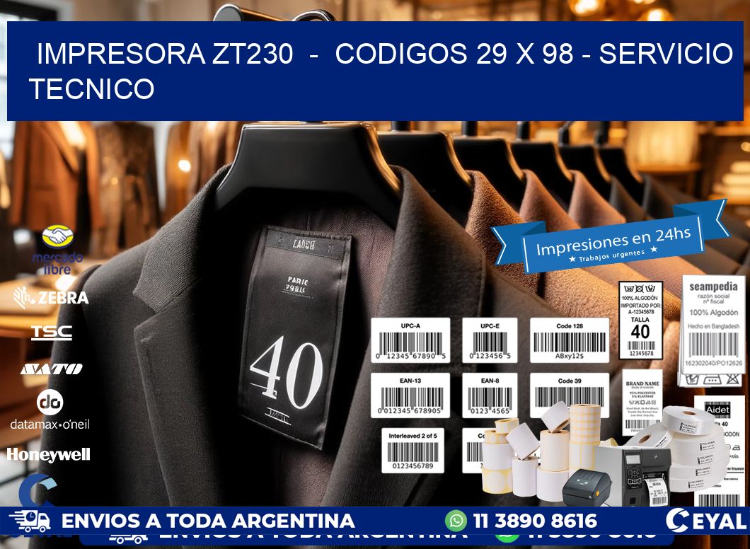IMPRESORA ZT230 - CODIGOS 29 x 98 - SERVICIO TECNICO