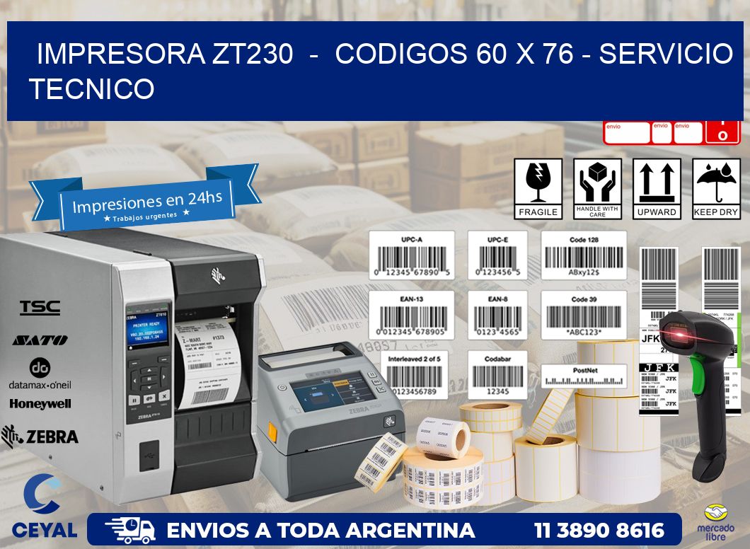 IMPRESORA ZT230 - CODIGOS 60 x 76 - SERVICIO TECNICO