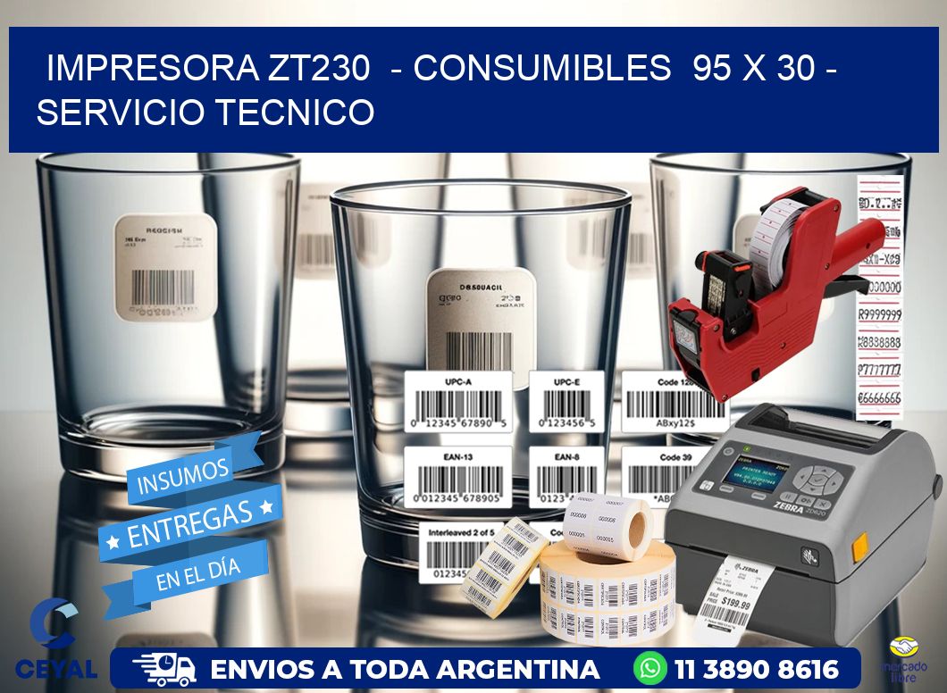 IMPRESORA ZT230 - CONSUMIBLES 95 x 30 - SERVICIO TECNICO