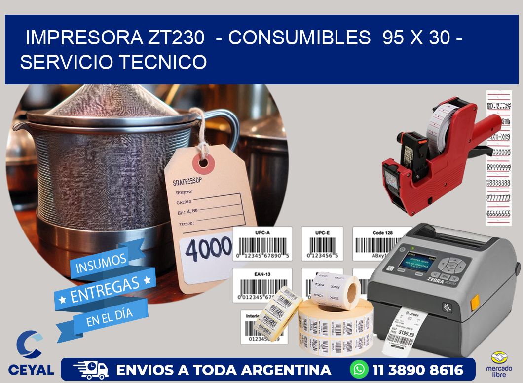 IMPRESORA ZT230 - CONSUMIBLES 95 x 30 - SERVICIO TECNICO