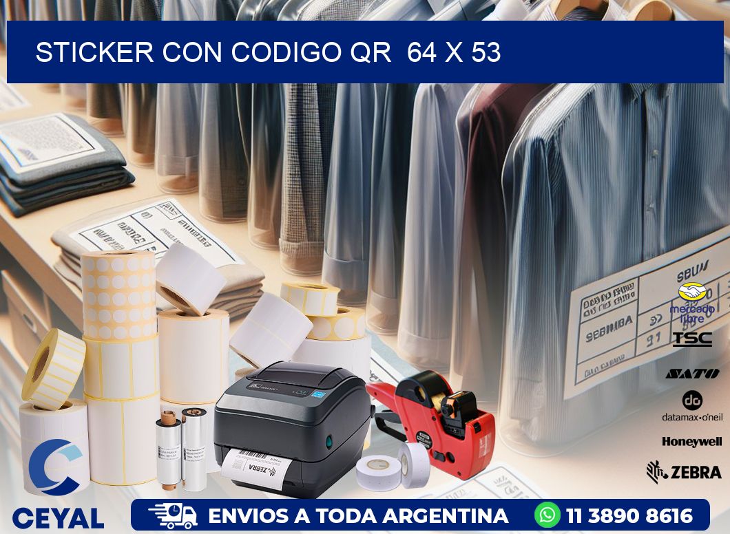 STICKER CON CODIGO QR 64 x 53
