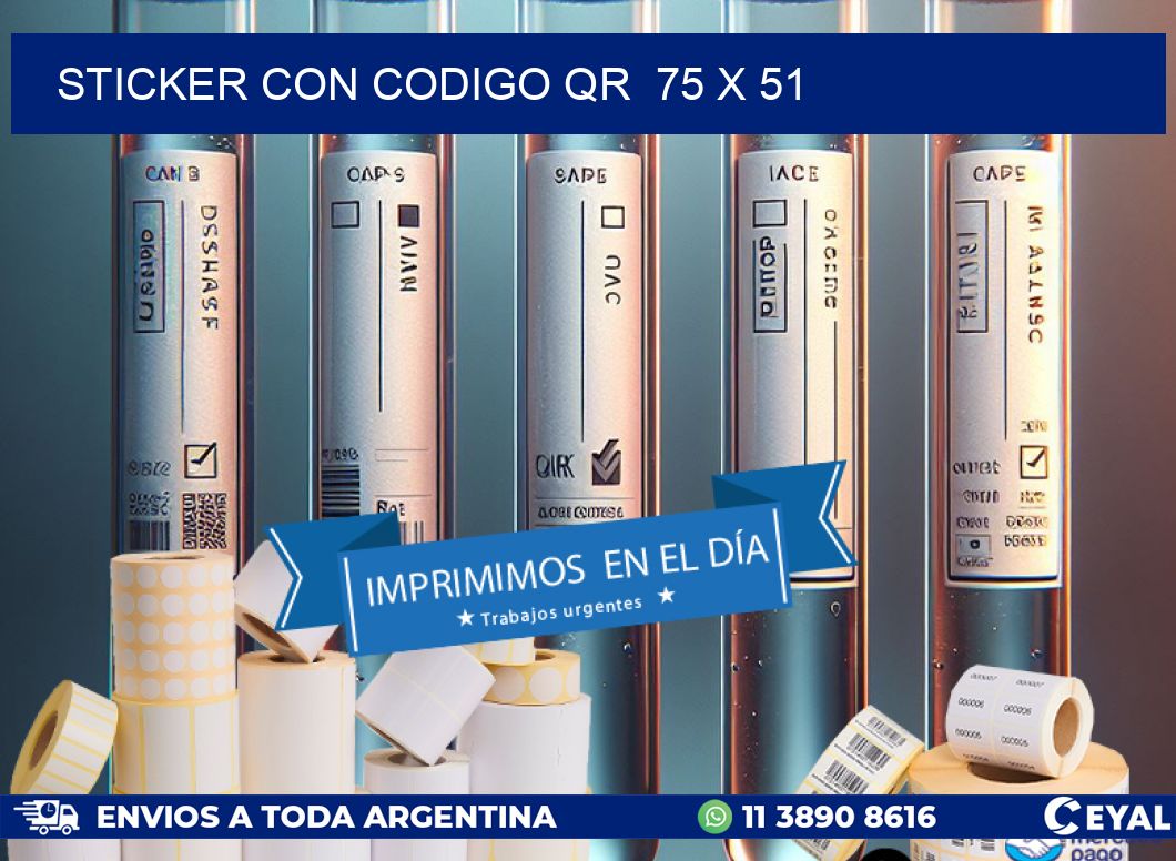 STICKER CON CODIGO QR 75 x 51