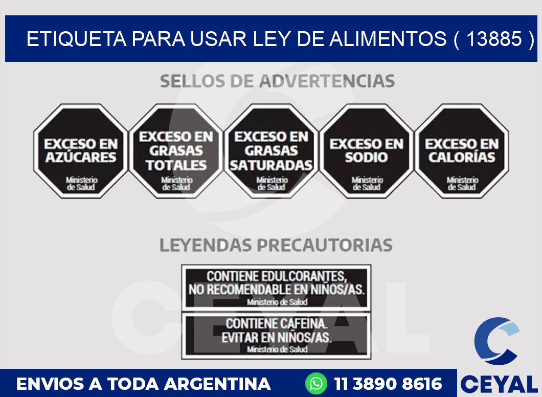 ETIQUETA PARA USAR LEY DE ALIMENTOS ( 13885 )