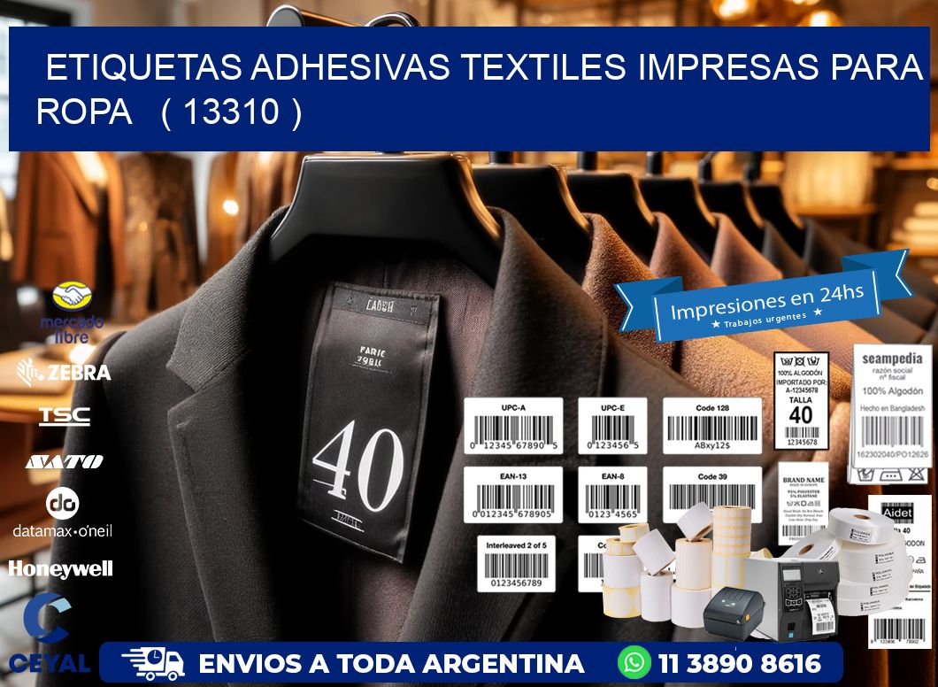 ETIQUETAS ADHESIVAS TEXTILES IMPRESAS PARA ROPA ( 13310 )