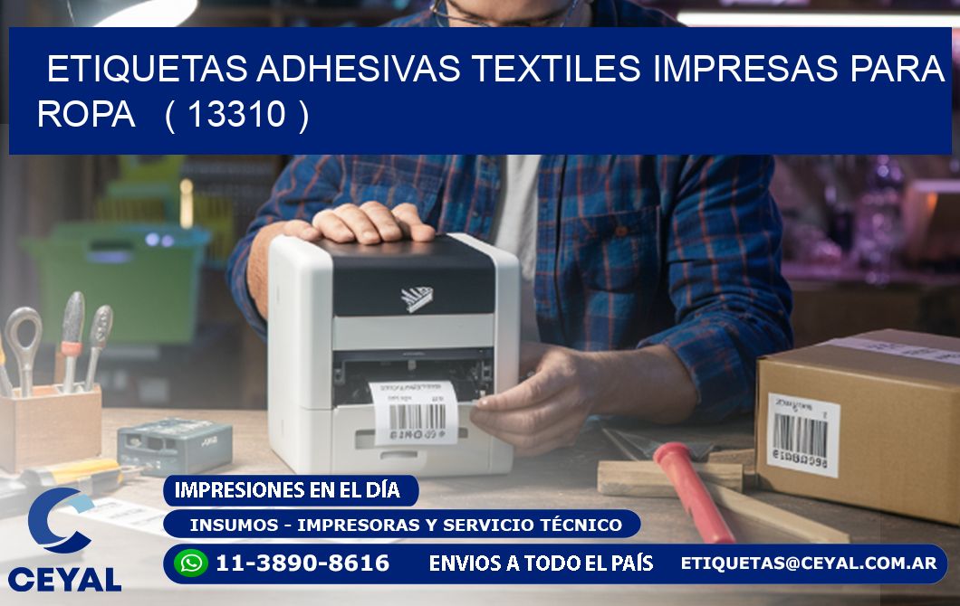 ETIQUETAS ADHESIVAS TEXTILES IMPRESAS PARA ROPA ( 13310 )