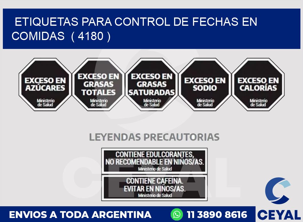 ETIQUETAS PARA CONTROL DE FECHAS EN COMIDAS ( 4180 )