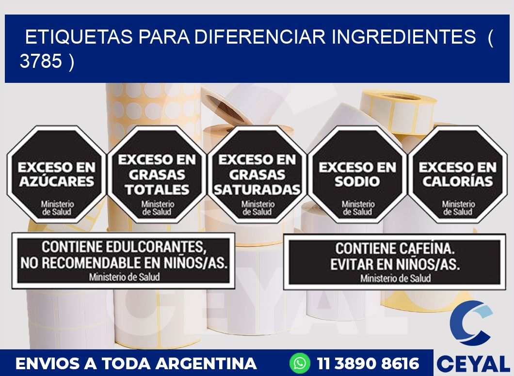 ETIQUETAS PARA DIFERENCIAR INGREDIENTES ( 3785 )