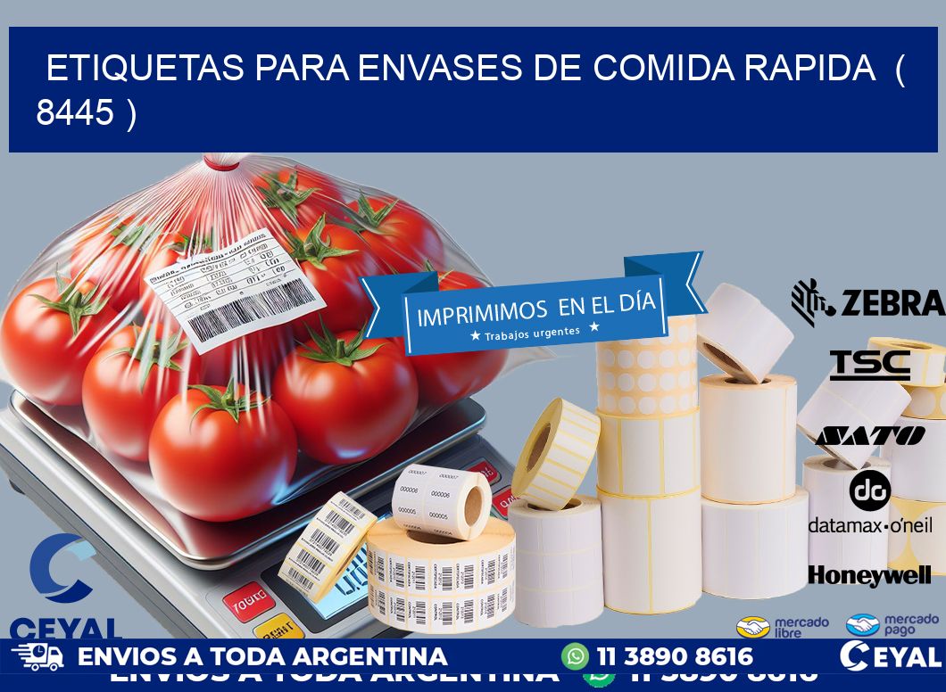 ETIQUETAS PARA ENVASES DE COMIDA RAPIDA ( 8445 )