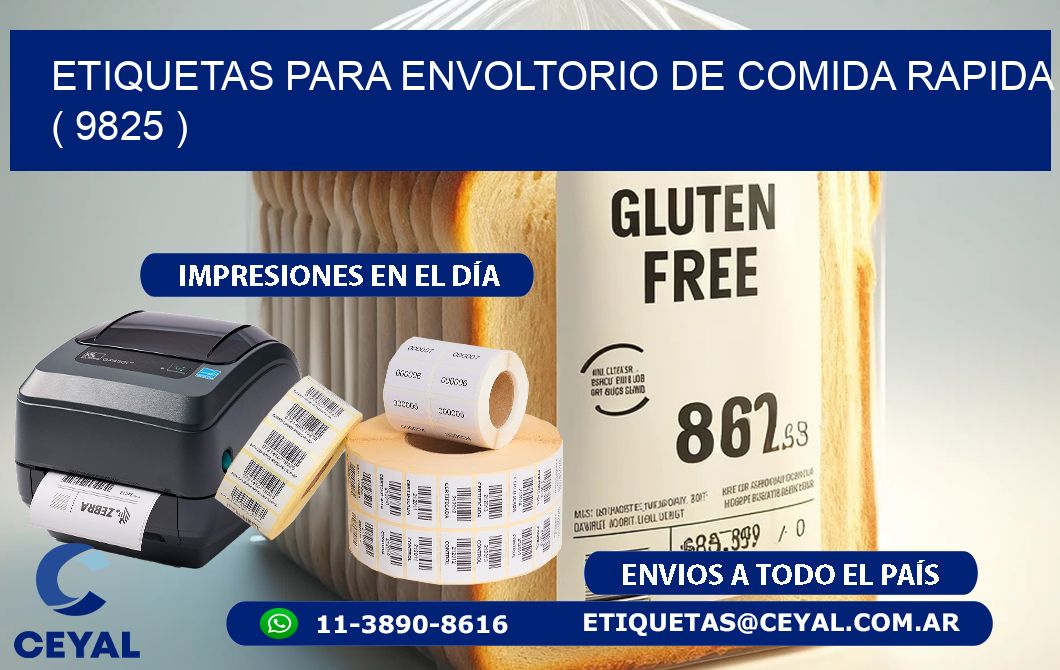 ETIQUETAS PARA ENVOLTORIO DE COMIDA RAPIDA ( 9825 )