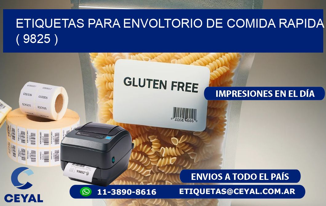 ETIQUETAS PARA ENVOLTORIO DE COMIDA RAPIDA ( 9825 )