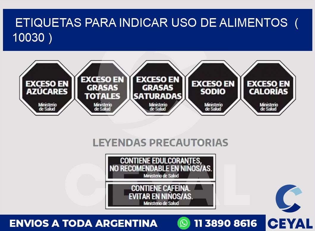 ETIQUETAS PARA INDICAR USO DE ALIMENTOS ( 10030 )