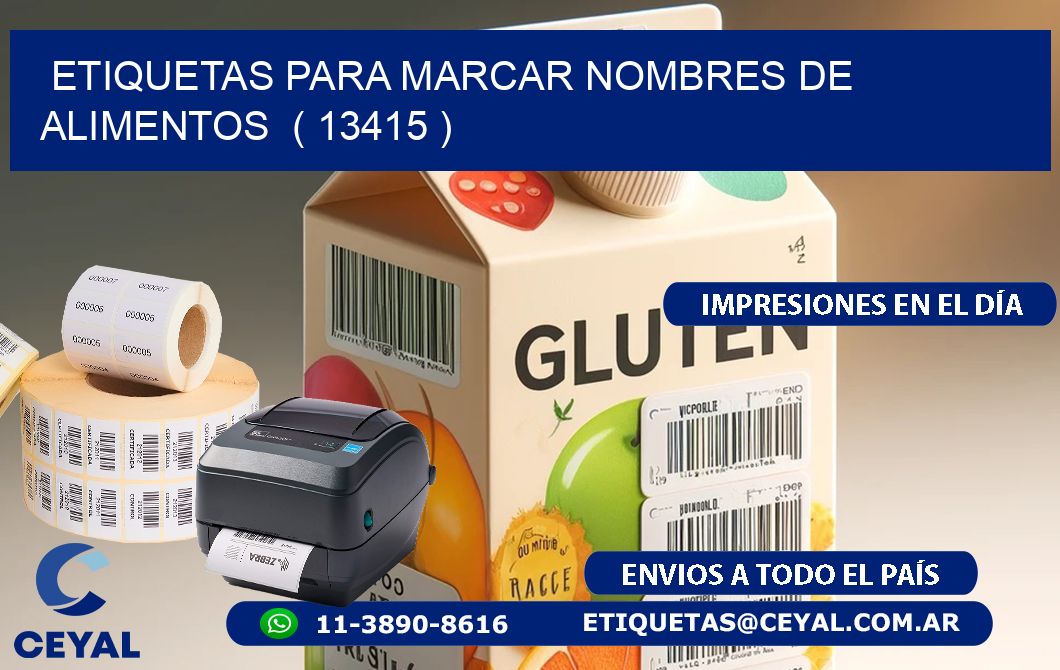 ETIQUETAS PARA MARCAR NOMBRES DE ALIMENTOS  ( 13415 )
