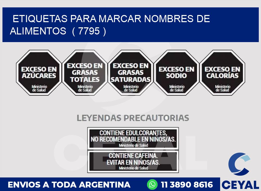 ETIQUETAS PARA MARCAR NOMBRES DE ALIMENTOS  ( 7795 )