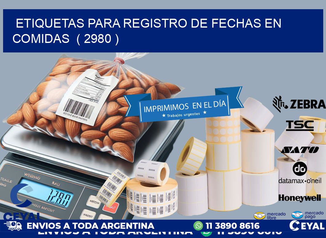 ETIQUETAS PARA REGISTRO DE FECHAS EN COMIDAS ( 2980 )
