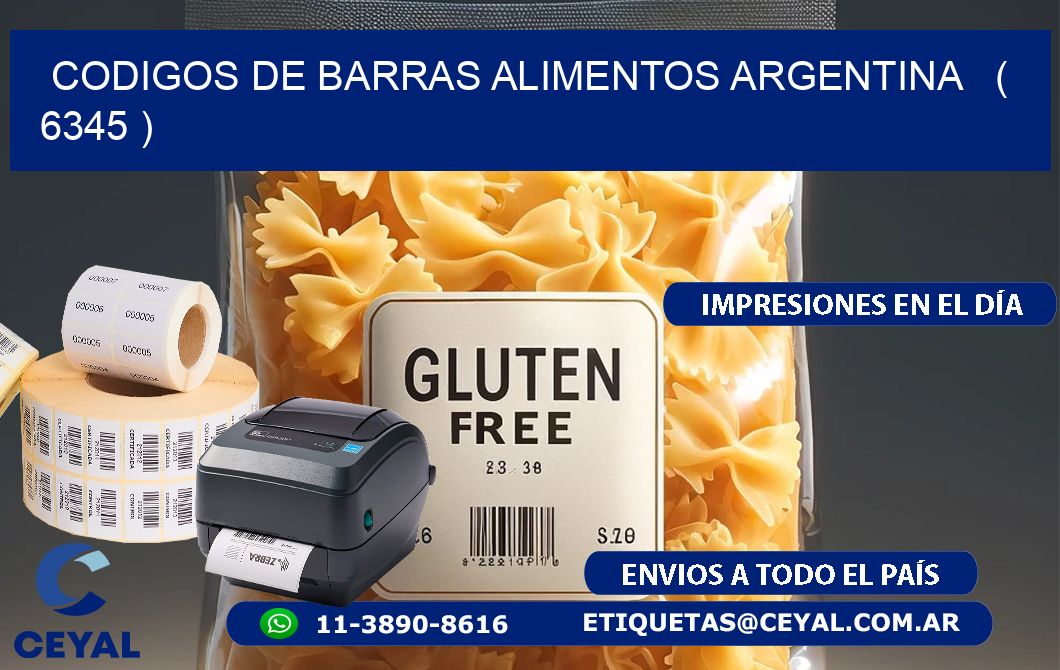 CODIGOS DE BARRAS ALIMENTOS ARGENTINA   ( 6345 )